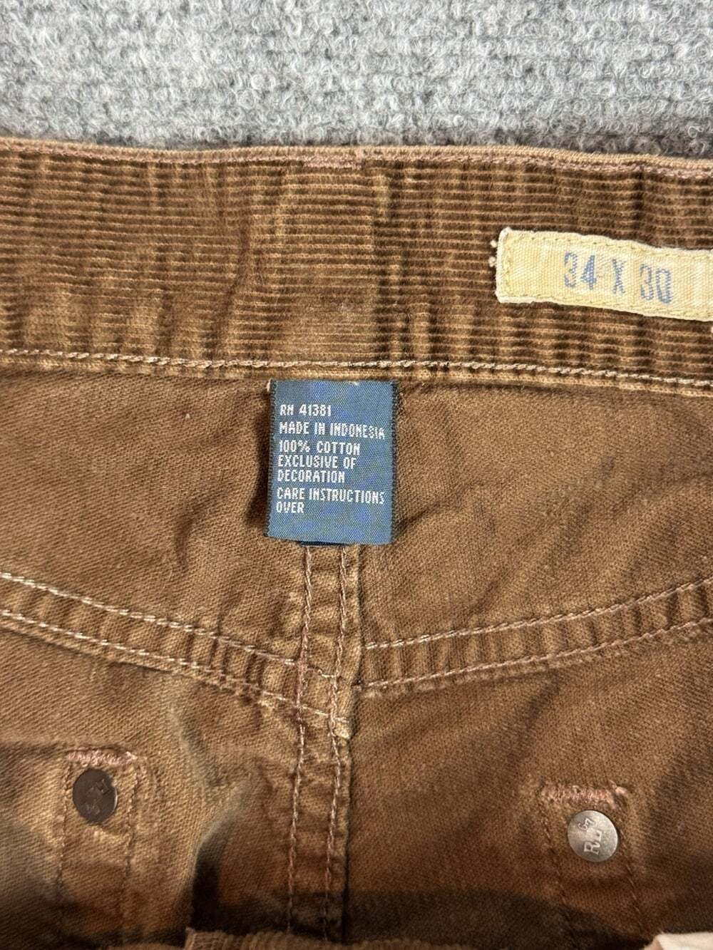 Vintage Polo Ralph Lauren Brown Corduroy Classic Fit Straight Leg Pants Mens 34 - Picture 6 of 12